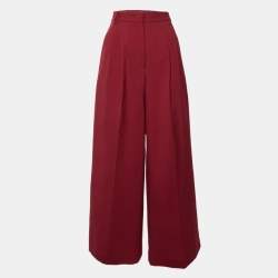Pre Owned Weekend Max Mara Red Wool Wide Leg Pants S