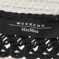 Pre Owned Weekend Max Mara Navy Blue & Cream Patterned Crochet Knit Oversized Cardigan M