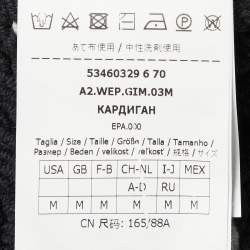 Pre Owned Weekend Max Mara Navy Blue & Cream Patterned Crochet Knit Oversized Cardigan M