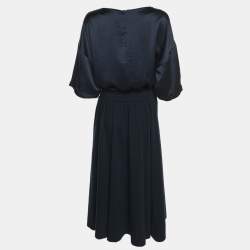 Pre Owned Weekend Max Mara Blue Satin Jersey Dress S