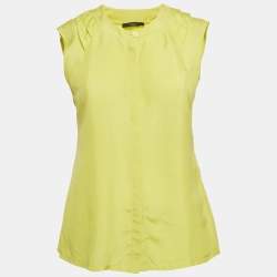 Pre Owned توب ويك إند ماكس مارا قطن بدون أكمام نيون أخضر مقاس صغير