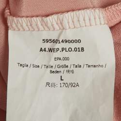 Pre Owned Weekend Max Mara Pink Crepe and Jersey Button Up Top L