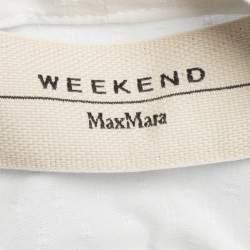 Pre Owned Weekend Max Mara White Eyelet Cotton Curved Hem Detail Shirt M