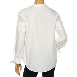 Pre Owned Weekend Max Mara White Eyelet Cotton Curved Hem Detail Shirt M