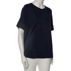 Pre Owned Weekend Max Mara Navy Blue Cotton Round Neck T-Shirt L