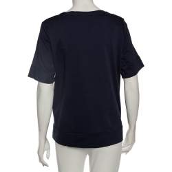 Pre Owned Weekend Max Mara Navy Blue Cotton Round Neck T-Shirt L