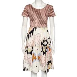 Weekend Max Mara Multicolored Cotton Abstract & Geometric Printed Dress M