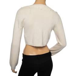 Pre Owned Weekend Max Mara Cream Cashmere Long Sleeve Cropped Cardigan M