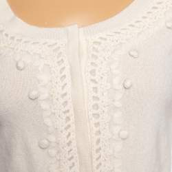 Pre Owned Weekend Max Mara Cream Cashmere Long Sleeve Cropped Cardigan M