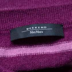Weekend Max Mara Striped Purple Cashmere Round Neck Sweater XS