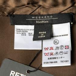 Pre Owned Weekend Max Mara Brown Silk Satin Velvet Trim Detail Blouse XL