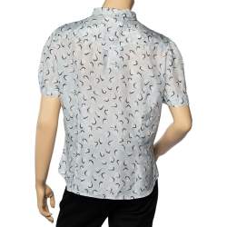 Weekend Max Mara Blue Printed Silk Button Front Top XL