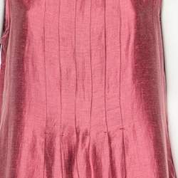 Pre Owned Weekend Max Mara Pink Linen And Silk Pleated Long Dress XL