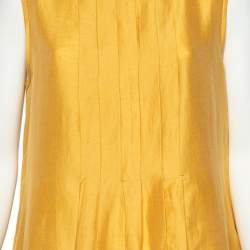 Pre Owned Weekend Max Mara Yellow Linen And Silk Pleated Long Dress XL