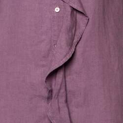 Weekend Max Mara Purple Linen Ruffle Detail Button Front Midi Dress S