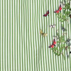 Pre Owned Weekend Max Mara Green Striped Cotton Butterfly Embroidered Top S