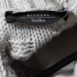 Weekend Max Mara Wool Knit Fringe Detailed Open Front Cardigan L