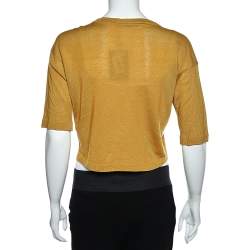 Weekend Max Mara Mustard Yellow Silk & Linen Cropped Cardigan L