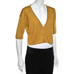 Weekend Max Mara Mustard Yellow Silk & Linen Cropped Cardigan L