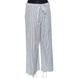 Weekend Max Mara Blue & White Striped Cotton Belted Culottes M