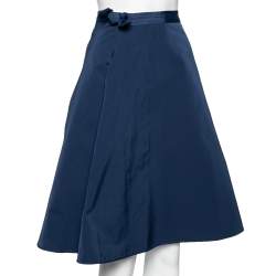 Pre Owned Weekend Max Mara Navy Blue Taffeta Bow Detailed Skirt M