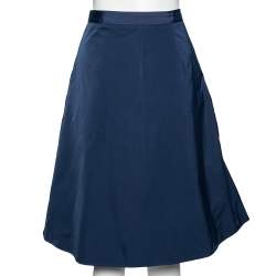 Pre Owned Weekend Max Mara Navy Blue Taffeta Bow Detailed Skirt M