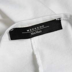Pre Owned Weekend Max Mara White Cotton Contrast Trim Detail Tiered Maxi Dress S