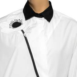 Pre Owned Weekend Max Mara White Floral Applique Detail Shirt M