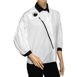 Pre Owned Weekend Max Mara White Floral Applique Detail Shirt M