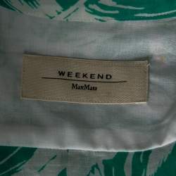 Pre Owned Weekend Max Mara White & Green Tropical Print Shirt M