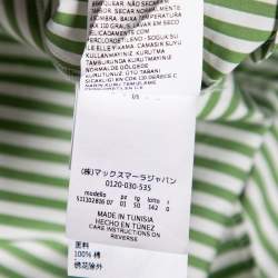 Pre Owned Weekend Max Mara White & Green Striped Cotton Embroidered Poplin Shirt XL