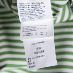 Pre Owned Weekend Max Mara White & Green Striped Cotton Embroidered Poplin Shirt XL