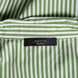 Pre Owned Weekend Max Mara White & Green Striped Cotton Embroidered Poplin Shirt XL