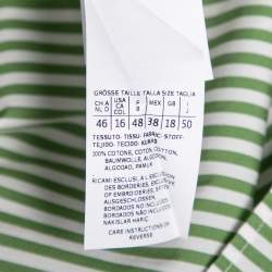 Pre Owned Weekend Max Mara White & Green Striped Cotton Embroidered Poplin Shirt XL