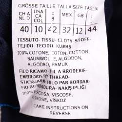 Pre Owned Weekend Max Mara Blue Floral Embroidered Cotton Wide Leg Pants L