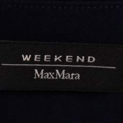 Pre Owned Weekend Max Mara Blue Floral Embroidered Cotton Wide Leg Pants L