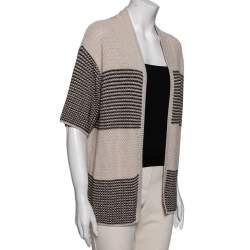 Weekend Max Mara Beige and Brown Striped Chunky Knit Cardigan M