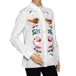 Pre Owned Weekend Max Mara White Cotton Embroidered Shirt M