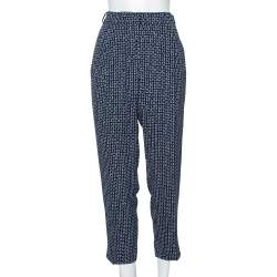 Weekend Max Mara Blue Printed Crepe Tailored Trousers M