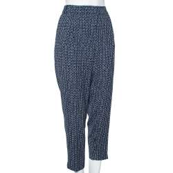 Weekend Max Mara Blue Printed Crepe Tailored Trousers M