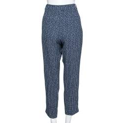 Weekend Max Mara Blue Printed Crepe Tailored Trousers M