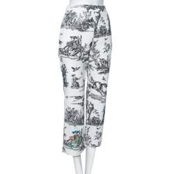 Weekend Max Mara White Printed Cotton Embroidered Detailed Pants L