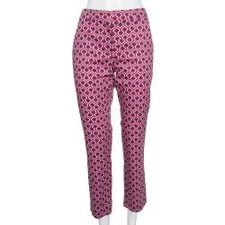 Weekend Max Mara Red Maze Printed Cotton Poplin Trousers M