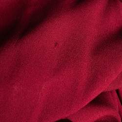 Pre Owned Weekend Max Mara Burgundy Crepe Bow Tie Neck Pleated Dress M