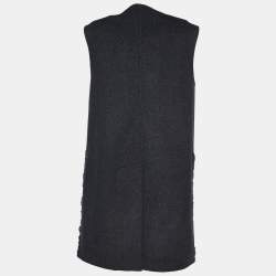 Weekend Max Mara Grey Wool Fur Paneled Sleeveless Jacket M