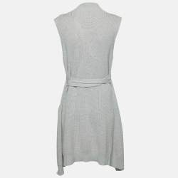 Weekend Max Mara Grey Wool Belted Sleeveless Cardigan M