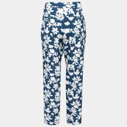 Weekend Max Mara Blue Printed Crepe Tailored Trousers M