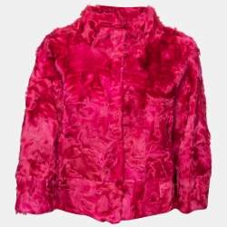 Weekend Max Mara Magenta Synthetic Faux Fur Jacket M