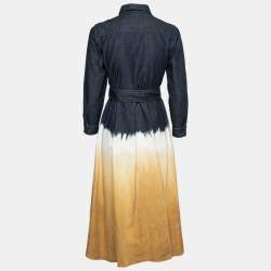 Pre Owned Weekend Max Mara Blue Dip-Dyed Denim Belted Dress S