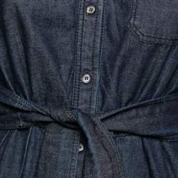 Pre Owned Weekend Max Mara Blue Dip-Dyed Denim Belted Dress S